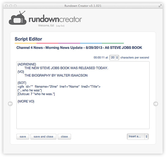 Rundown Creator object code