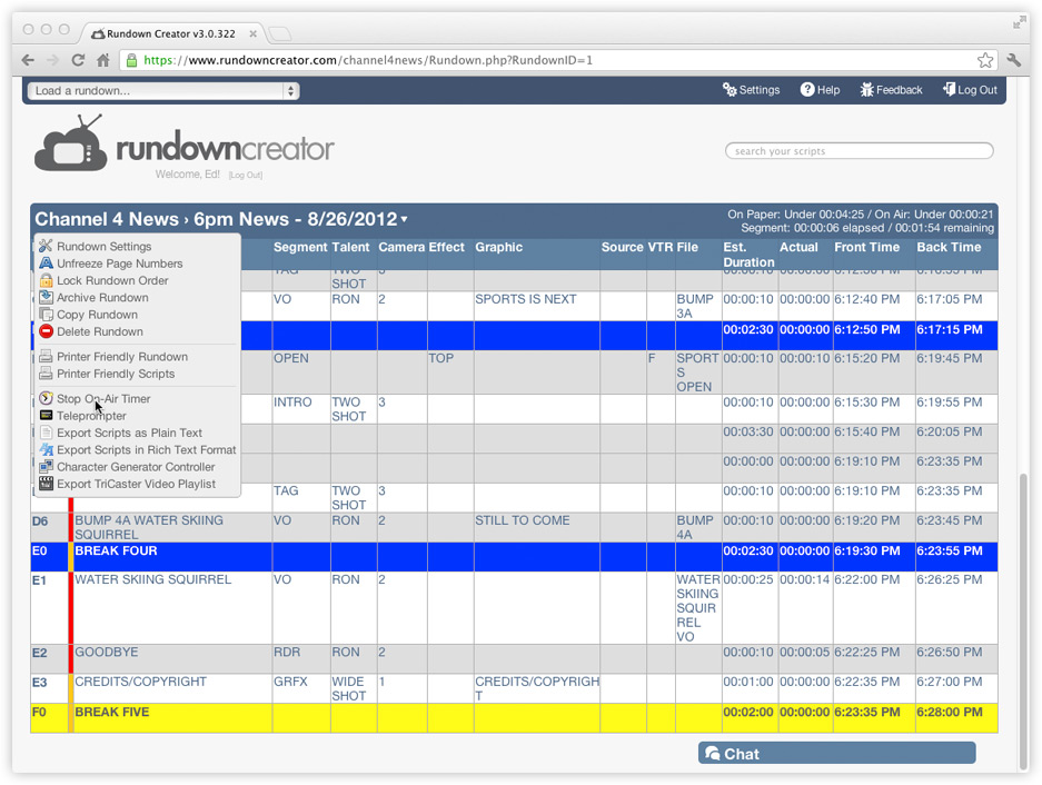 Timing 101 | Rundown Creator | broadcast television ...